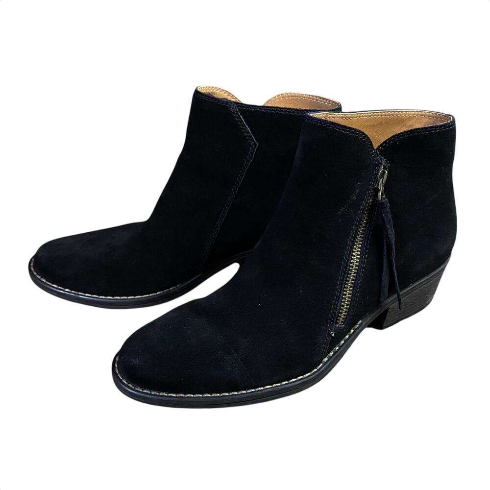 White Mountain Black Suede Leather Ankle Boots - 8